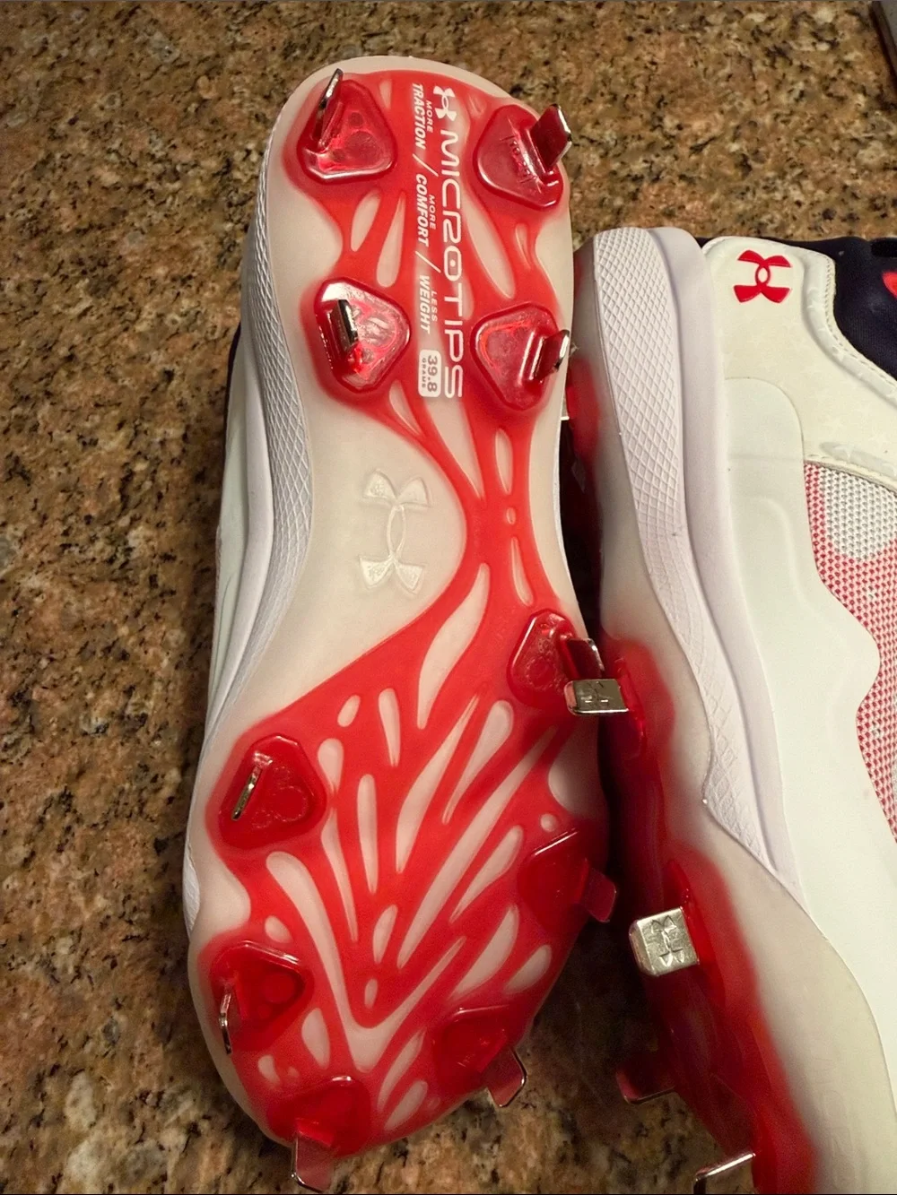 Under Armour White Navy Red  Athletic Cleats